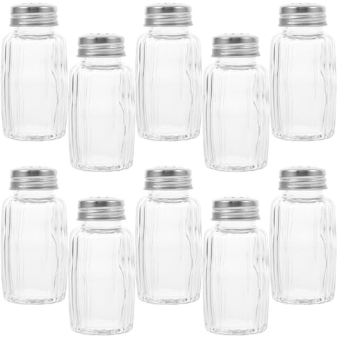 50ml in Vetro Set 10 Pezzi di Contenitori per Condimenti | Acciaio Inossidabile, Riutilizzabili e Leggeri, Adatti a Casa e Attività All'aperto, Uso Pratico