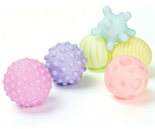 Generic Sensoriska Babybollar Ljusfärgade Texturerade Leksaker för Spädbarn i Tidig Utveckling Mjuk Silikon 12 St 6,5 Cm (Varm färg)
