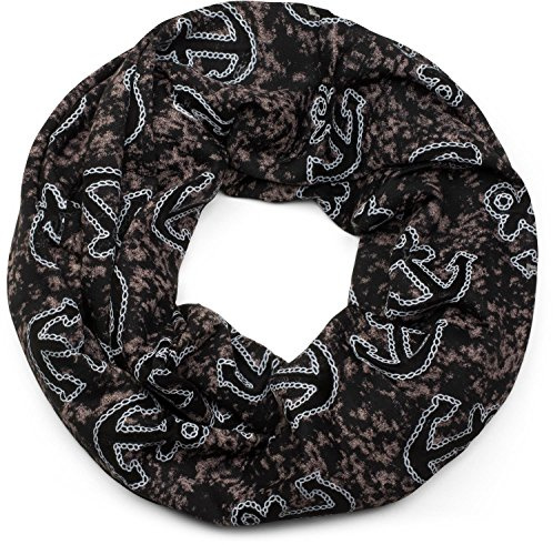 styleBREAKER Unisex Loop Schal Anker Seil Print 78x38cm | Schlauchschal. weiche Haptik. maritimer Look. 2-3 mal wickelbar. Rundschal. pflegeleicht. modischer Print.