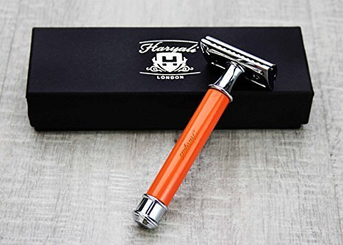 Männer Rasieren Rasierhobel In Orange Farbe. Perfekt für tiefe, saubere Rasur. Kommt in einer Designer Box.