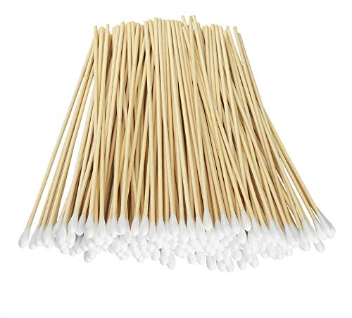 Yinghezu 200 Pcs Count 6 Inch Long Cotton Swabs with Wooden Handles Cotton Tipped Applicator, Cleaning with Wood Handle for Oil Makeup Gun Applicators, Eye Ears Eyeshadow Brush and Remover Tool
