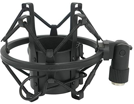 Rockville R-Shock Black Metal Shock Mount for Studio Condenser Microphones, 43-48mm Fit, Anti-Vibration Design, Durable Build, for Podcasting and Recording