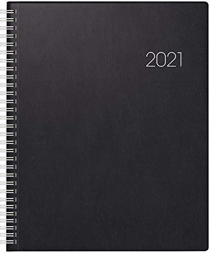 BRUNNEN 1076101901 Buchkalender Manager Wt 7 - weektimer, 2 Seiten = 1 Woche, 21 x 26 cm, Kunststoff-Einband schwarz, Kalendarium 2021, Wire-O-Bindung