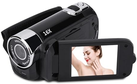 Goshyda Videocámara Digital, portátil 2.7inch 270 ° Rotación 720p 16 Veces Zoom Digital Cámara de Video DV para Uso doméstico/Viajes(Negro)