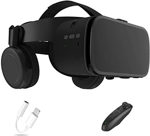 Gafas de Realidad Virtual, 3D VR Gafas con Controlador Bluetooth para Juegos Visión Panorámico VR Glasses para iPhone 13 Pro Max/13 Pro/13/12/11, para Samsung Galaxy S21, Huawei, Xiaomi