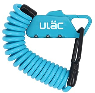 ULAC Piccadilly LTD Mini Combination Cable Lock, Helmet Lock for Bike, Bicycle, Motorcycle, e-Scooter; Small Portable Padlock for Gym Locker, Baby Stroller, Suitcase, Luggage, Gate and Fence(Blue)