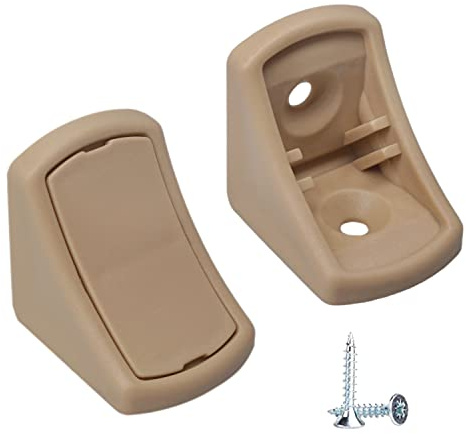 Confezione da 100 staffe per mensole beige, 24 x 24 mm, giunti angolari per mobili, giunti angolari in plastica a 90 gradi, ad angolo retto, viti incluse (100, beige)