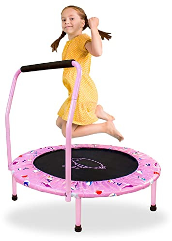 38'' Kids Trampoline with Foldable Bungee Rebounder and Safety Padded Cover Mini Trampoline for Indoor and Outdoor use (Purple)