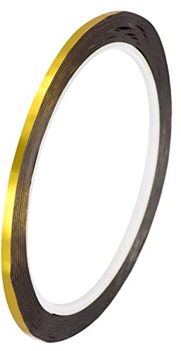 sourcing map Dorado Tono Metalizado Cinta 1/8 Pulgadas x 55 Yardas Decoración Cinta para Detalle Decorativos Pared, Gráficas Artes, Paquete de 6