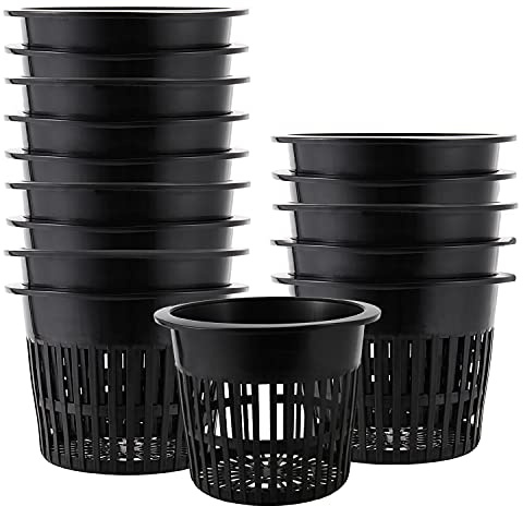JOIKIT 50 Stück 12,7 cm Kunststoff-Netztöpfe, Hydrokultur-Wachstumsnetz, Garten, Schlitz-Netzbecher für Hydrokultur, Aquaponik, Orchideen, schwarz
