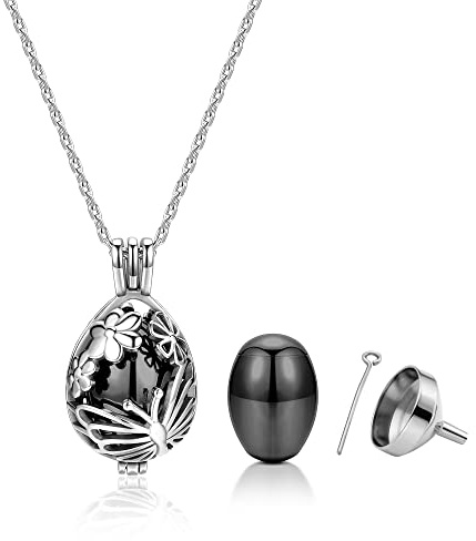 JSDDE Memorial Urnen Anhänger Halskette Partone Anhänger für Asche Haare Nagel Locket Anhänger zum befüllen Gedenken Charms Anhänger Kette mit Trichter füllen Kit