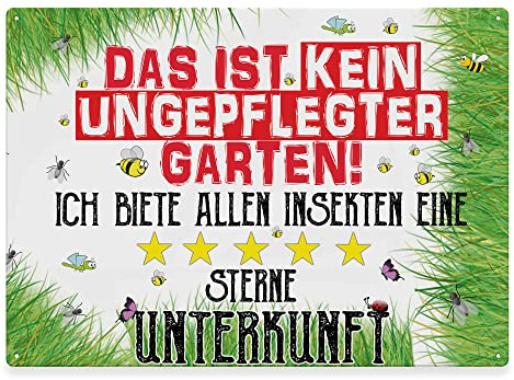 Metallschild für den Garten - Kein ungepflegter Garten - Geschenk für Gärtner, Gartenschild für draußen, Outdoorschild aus Aluminium | Wetterfest, 28x20 cm