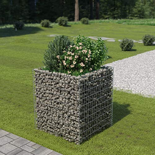 QIONGHA Gabion Raised Bed, Raised Bed, Balcony, Herb Bed, Planter, Balcony Raised Bed, Strawberry Bed, Plant Bed Balcony, Galvanised Steel 90 x 90 x 100 cm