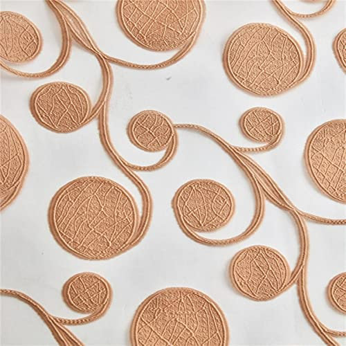 BHADANI Kreisgeometrischer Vorhang für Wohnzimmer, Schlafzimmer, Küche, Moderne Tüll-Jalousien, Fensterbehandlung, drapieren, dunkler Kaffee, B200 cm x H250 cm, Klebeband für Haken