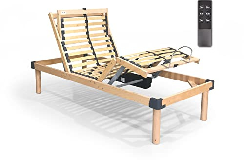 Più Relax Rete Motorizzata Elettrica a Doghe in Legno Ammortizzate con Telecomando Wireless (80x190)