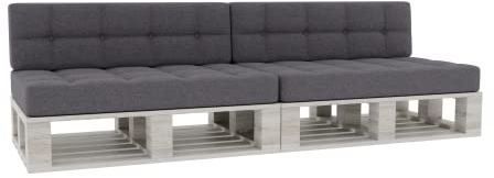 Gutekissen® Palettenkissen Gesteppte Kissen mit Knöpfen, Palettenauflagen Sitzkissen Rückenlehne Gesteppt PFG 2xSet (Sitzkissen 120x80 +Rückenlehne 120x40), Dunkelgrau