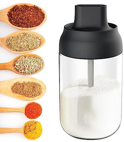 Vaso di vetro con coperchio e cucchiaio sigillati, contenitore di vetro di conservazione degli alimenti, contenitore di tè/zucchero/spezie, adatto per casa, campeggio, cucina, barbecue