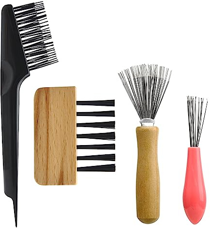 4 Stück Haarbürstenreiniger Werkzeug Set,Kamm Reinigungsbürste,Metalldraht Rechen Haarbürsten Reiniger,doppelseitigem Bürstenreiniger zum Entfernen von Haaren aus Haarbürsten und Kämmen