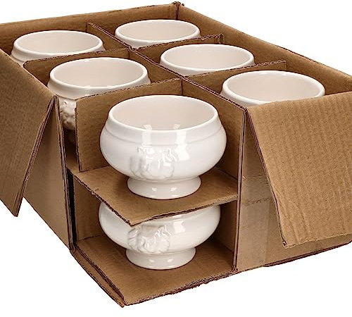 MamboCat Set di 12 terrine Leo con testa di leone, piccole – 250 ml, per 12 persone, tazze da zuppa bianche da 0,25 litri, zuppa con teste di leone, per zuppa di nozze, piselli o lenticchie