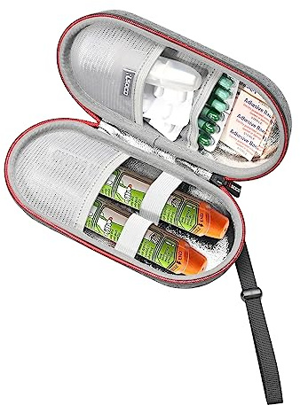 RLSOCO Étui pour Enfants et Adultes:EpiPen, Auvi-Q, Anti-Histamine,Essentiels des médicaments Contre l'allergie, Inhalateur Soulagement de l'asthme/Stylo à insuline(Étui Uniquement) - Gris