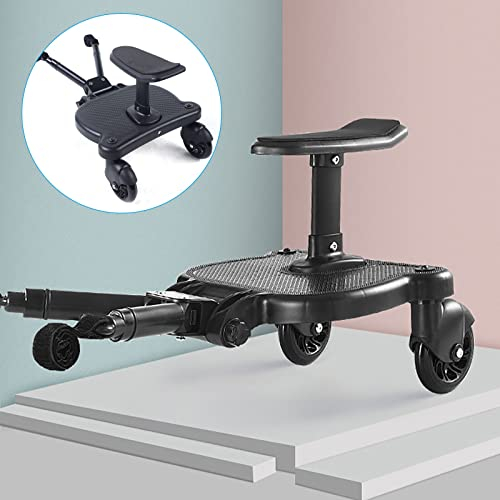 Universal Buggy Board Trittbrett mit Sitz für Kinderwagen Rollbrett, Kompatibel mit Fast Jedem Kinderwagen Hält Kinder bis zu 25 KG