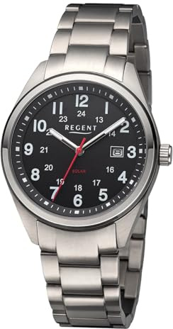 Regent Herrenuhr Solar Titan mit Gliederarmband Analog 10 ATM F-1537