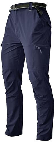 Men's Cargo Hiking Pants Lightweight Water Resistant Quick Dry Outdoor Fishing Travel Climbing Work Pants Navy M