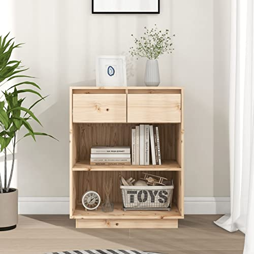 TANZEM Beistellschrank, Komodenschrank Sideboard, Konsolenschrank, Büro Kommode, Teeschrank, 60x34x75 cm Massivholz Kiefer