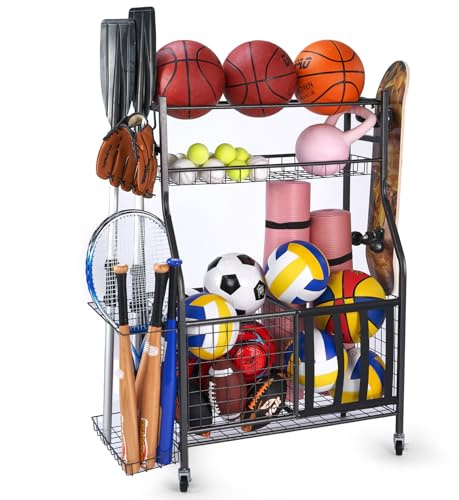 Sinoer Garage Lagerung von Sportgeräten, Ballaufbewahrungsregale, Spielzeug für den Innen- und Außenbereich Sportgeräte-Organizer, Lagerung von Sportgeräten