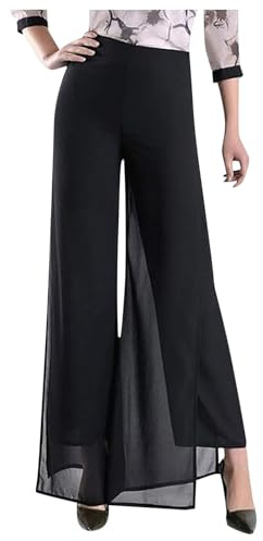 Vuncio Pantalon Femme Jambe Large Chic Et Elegant Pantalon Palazzo Femme Ample Fluide Taille Elastique Grande Taille Pantalon Femme Habillée Pas Cher Casual Loisirs Soirée Mariage Fête (Black, XXL)