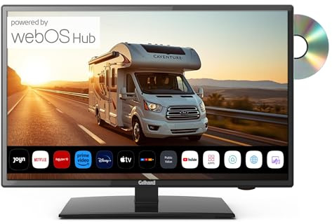 Gelhard GTV1956 FullHD SmartTV 19 / 48 cm & DVD und Bluetooth DVB-S2/C/T2 (Kabel/Satellit/Terrestrisch) & Streaming für 12 Volt / 24 Volt / 230 Volt, Wi-Fi, HDMI für Wohnmobile/LKW/Boot & Zuhause