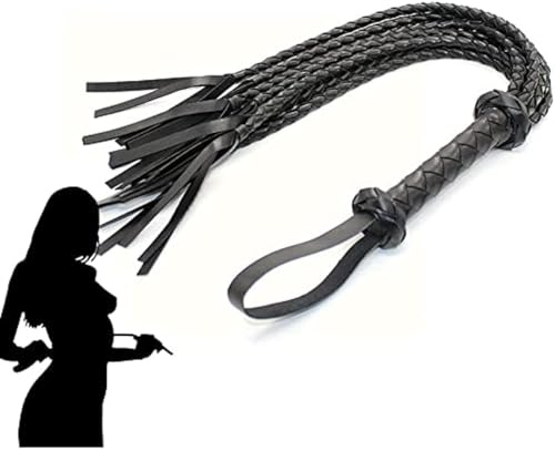LWAMJIE Fouet Long avec Pompon et Manche en Forme de Diamant Noir, équipement équestre