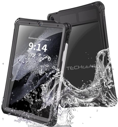 TECHGEAR Waterproof Case for Apple iPad Air 11 (M3 2025 / M2 2024) [Poseidon] Slim Rugged Armour Shockproof Waterproof Case with Built-in Screen Protector + Stand & Strap