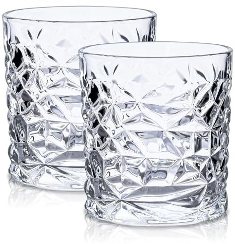 Raisaplin Whiskey Glasses Set of 2, 300ml/ 11oz Crystal Old Fashioned Heavy Freezable Rocks Barware Scotch Bourbon Whiskey Tumblers Snifter for Cocktail Cognac Vodka Drinks Rum Liquor Bar Gifts