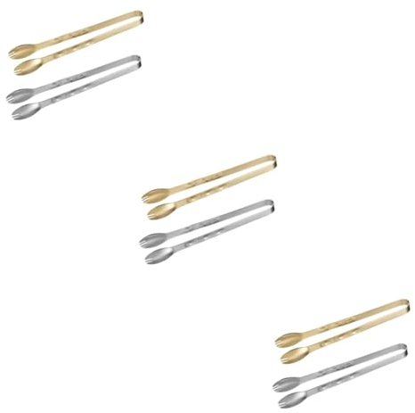 Cabilock 6 Pièces Pince à Glaçons En Acier Inoxydable Mini Pinces De Service De Restauration Pinces Apéritifs Pince à Barbecue En Acier Pinces à Servir Les Aliments Du Bar Pinces à Glace