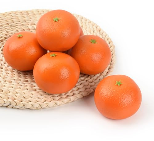 HUIANER 6 PCS Artificial Oranges Set Lifelike Simulation Oranges Realistic Fake Fruits for Home Party Kitchen Decoration Supermarket Photography Props Fall Display