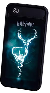 Harry Potter 10,000 mAh Light-Up Power Bank. Charge Up To 2 Phones At Once. LCD Power Indicator Display. 4 Full Device Charges On The Go. 2 x USB-A Outputs. Compatible With Apple, Samsung And Huawei.