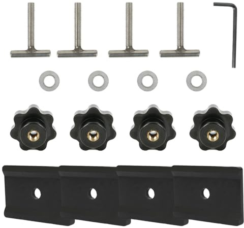 MENAYODA Vis pour sécuriser le chargement sur le rail + étrier de guidage pour planche Multiflex ou meuble - Accessoires de rail profilé - Compatible avec VW T5 T6 Multivan Transporter California