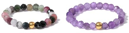 APMGONT Elastischer Naturstein Ring, Perlen Elastische Ring, Elastischer Ringe Bunt, Naturstein Stretch Rings, Kristall Perlenring, Edelstein Perle Stapelbar Ringe für Damen Mädchen