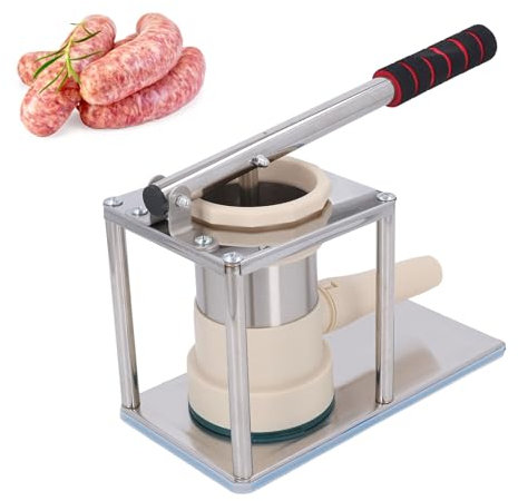Manual Sausage Stuffer, Vertical Sausage Stuffer Machine with 4 Different Sizes Stuffing Tubes, Fast Sausage Filling, Manual Homemade Sausage Maker for Home Camping, Space Saving