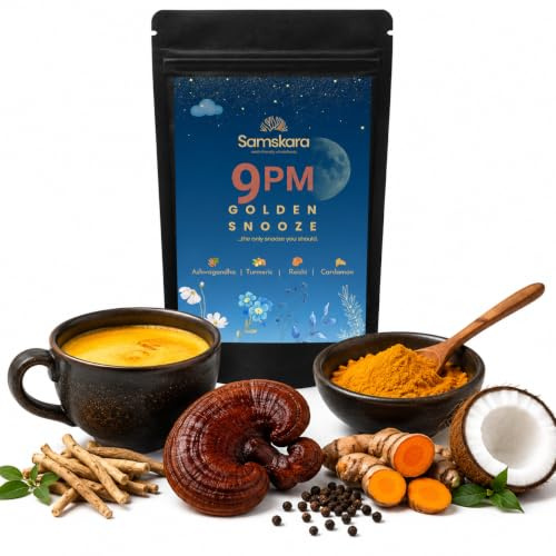 9 PM Golden Snooze Gel Leche Dorada de Cúrcuma, Reishi, Ashwagandha | para Dormir profundo, Equilibrio digestivo con fibras+ Coco |160 gr| 24-30 dosis | mezcla consciente con 5% Curcumina BIO