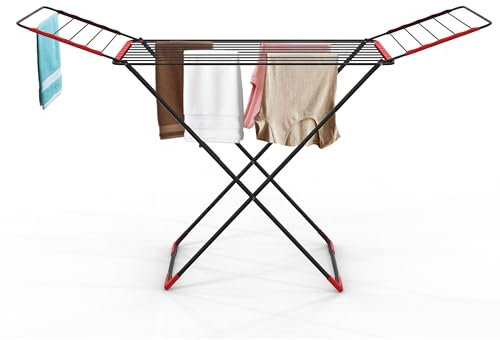 Clothes Airer Drying Rack Winged Drying 18M Length Drying Line Indoor Outdoor Laundry Washing ,Metal Foldable Laundry Drying Horse Rack lothes Dryer Rack with 16pcs Sock and Underwear Drying Hook