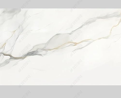 MZOwallpaper Papier Peint Intissé Marbrage Blanc Poster Tableaux Muraux Tapisserie Photo Trompe L'Oeil Salon Chambre Art Mural 400Cm(L) X280Cm(H)