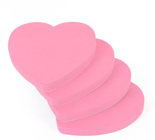 Evergreen Goods Haftnotizen Herzform Pastellrosa, 76 x 76 mm, 400 Stück | Entfernbare, selbstklebende Notizblöcke, 4 Blöcke, 100 Blatt pro Block, für Büro, Schule und Zuhause