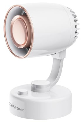 Cyfrone Ventilatore da tavolo portatile piccolo aromatico, ricaricabile USB-C, 4000 mAh, 4 velocità, mini ventilatore da tavolo silenzioso, inclinabile, regolabile, per camera da letto, ufficio e casa