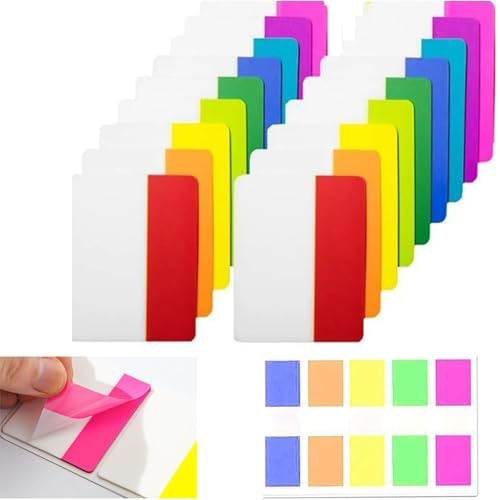 Lot de 400 onglets autocollants - 20 lots de 10 couleurs - Inscriptibles et repositionnables - Pour marqueurs de page ou marque-pages