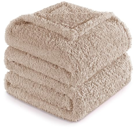 Exclusivo Mezcla Coperta in Pile per Divano e Letto, Super Morbida e Calda, Tutte le Stagioni, 130x150 CM, Cammello
