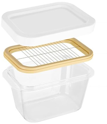 Butter Cutter Box - Cheese Tray Kitchen Cheese Storage Box with Lid and Slicer | Butter with Cutter for Easy Slicing, Container