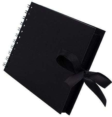 Cabilock 1 Pieza Álbum de Fotos DIY con Lazo Scrapbook Personalizable Cumpleaños Bodas y Ocasiones Especiales Álbum Retro con Páginas Negras