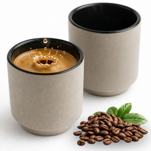 Maxito Espressotassen aus Steingut schwarz mit 75 ml im 2er Set für Kaffeeliebhaber - Espresso & Kaffeetassen - Geschenke für Männer